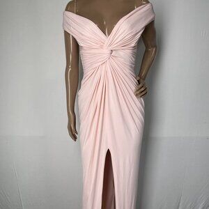NEW KATIE MAY Maxi Dress Blush Pink Size M Hazel Gown Off The Shoulder Lined